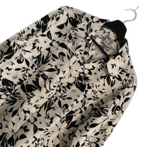 Vintage 14 All Over Print Floral Silk Blouse, AOP Black/White Retro Boho b29